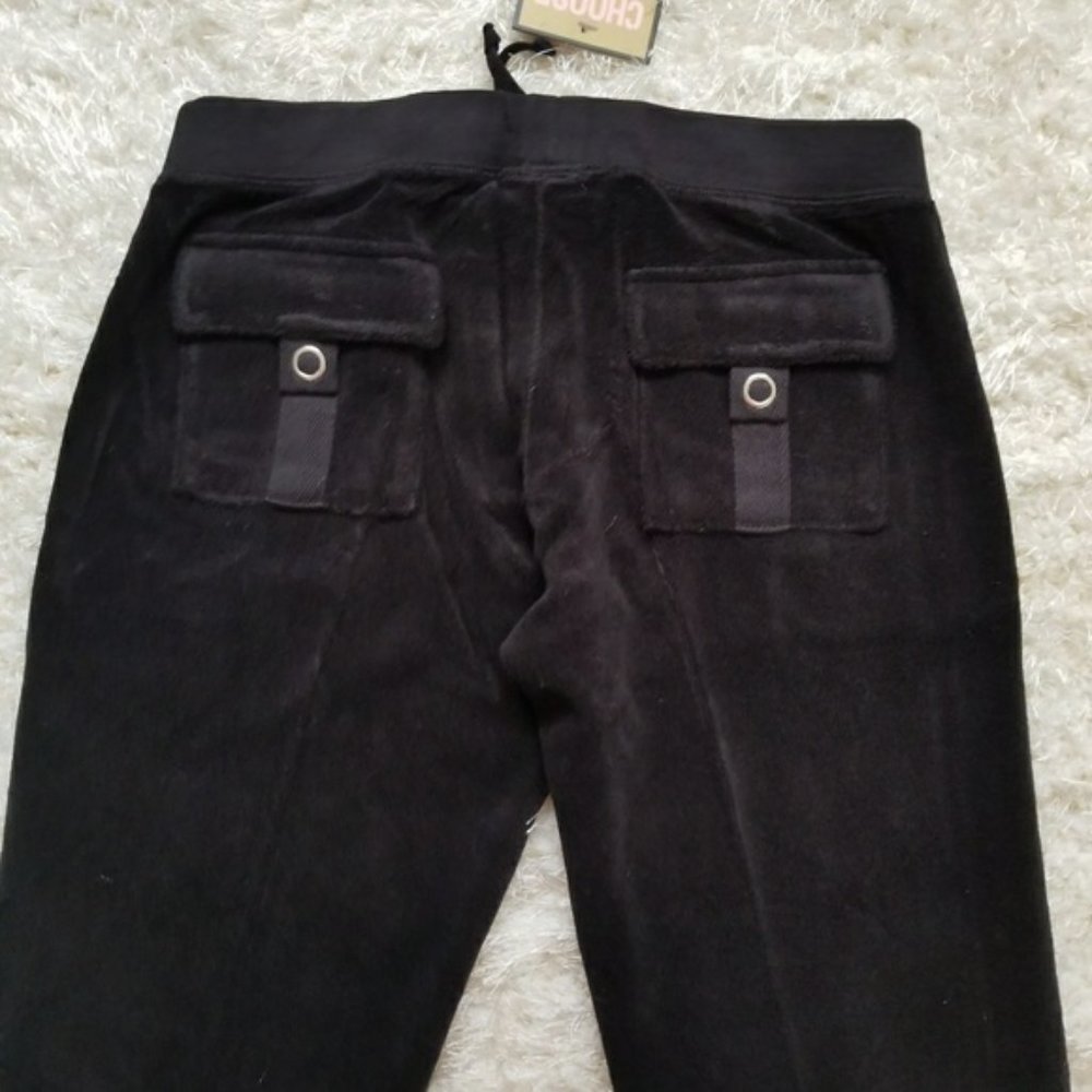 Juicy Couture Black Terry Cloth Capri Pants, Large